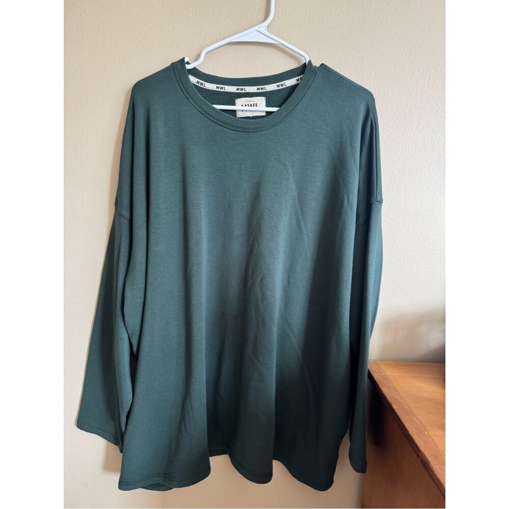 Madewell MWL Oversized Green Long Sleeve Crewneck Top
